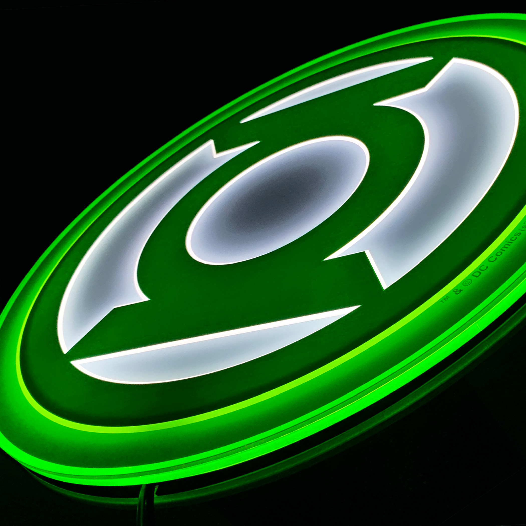 Green Lantern Symbol Illuminated Table Lamp or Mountable Wall Lamp
